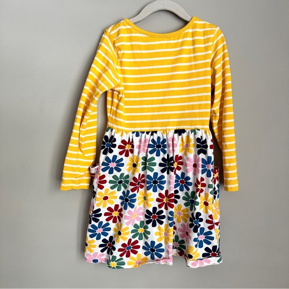Hanna Andersson Yellow Stripe Knit Rainbow Floral Pocket Playdress 110cm 5 - Picture 3 of 4